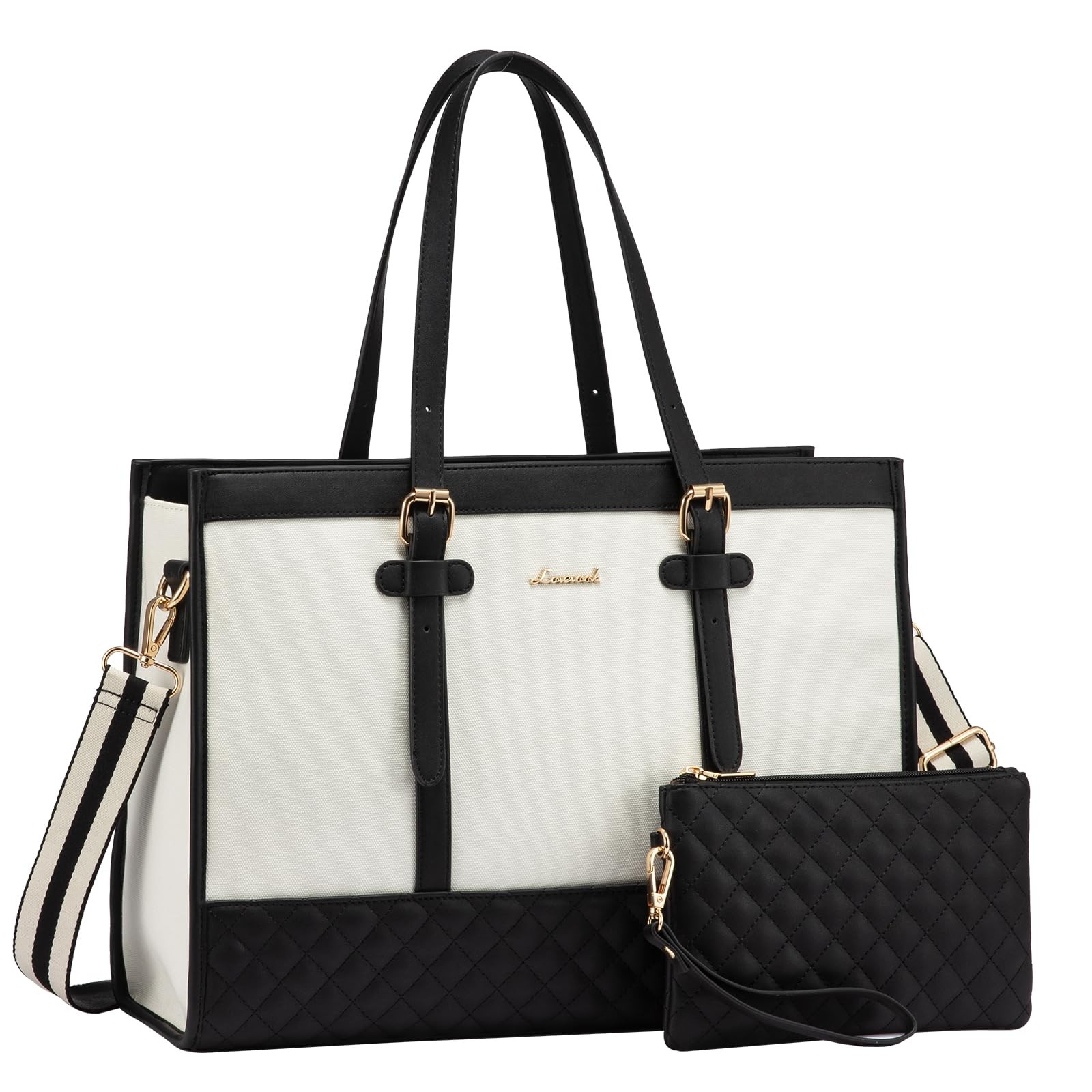 Laptop Bag for Women 15.6 inch Canvas Laptop Tote Bag, Large Capacity Work Ba...