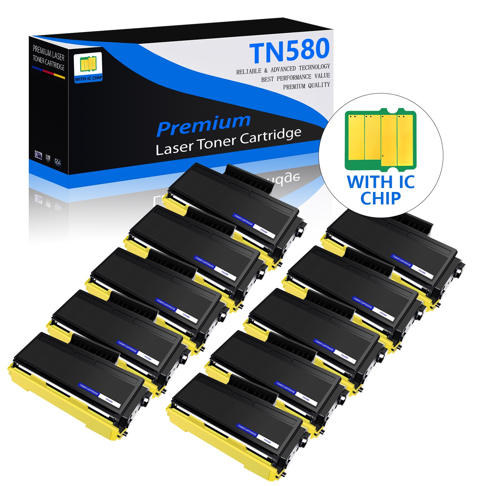 10PK TN580 TN650 Toner Compatible for Brother Brother HL-5250 DCP-8060 HL-5240