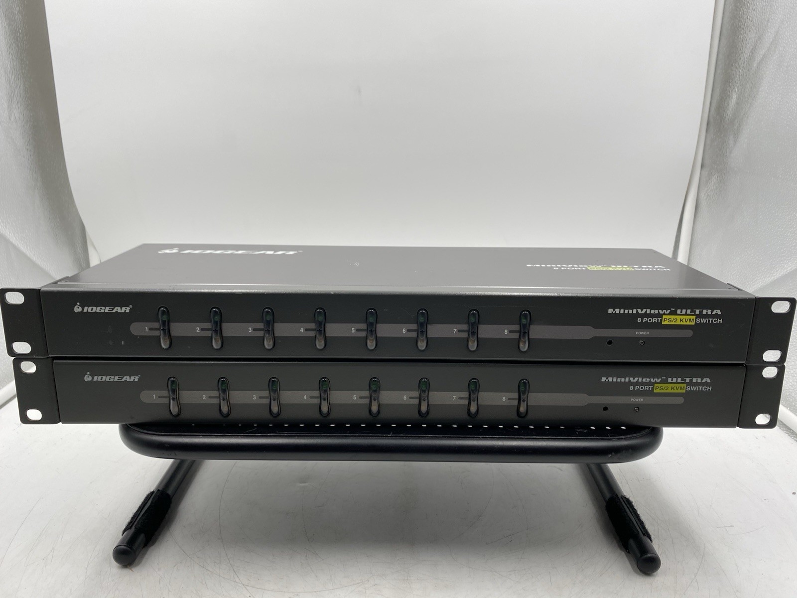 Lot of 2 IOGEAR GCS138 MiniView Ultra 8-port PS/2 KVM switch