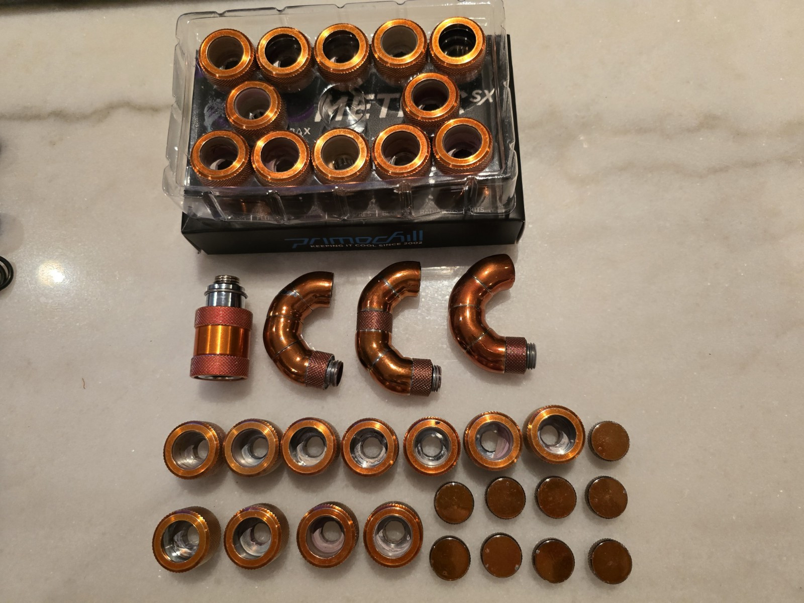 Primochill Color Candy Copper Hard tubing 16mm OD G1/4"  Rigid SX fittings 