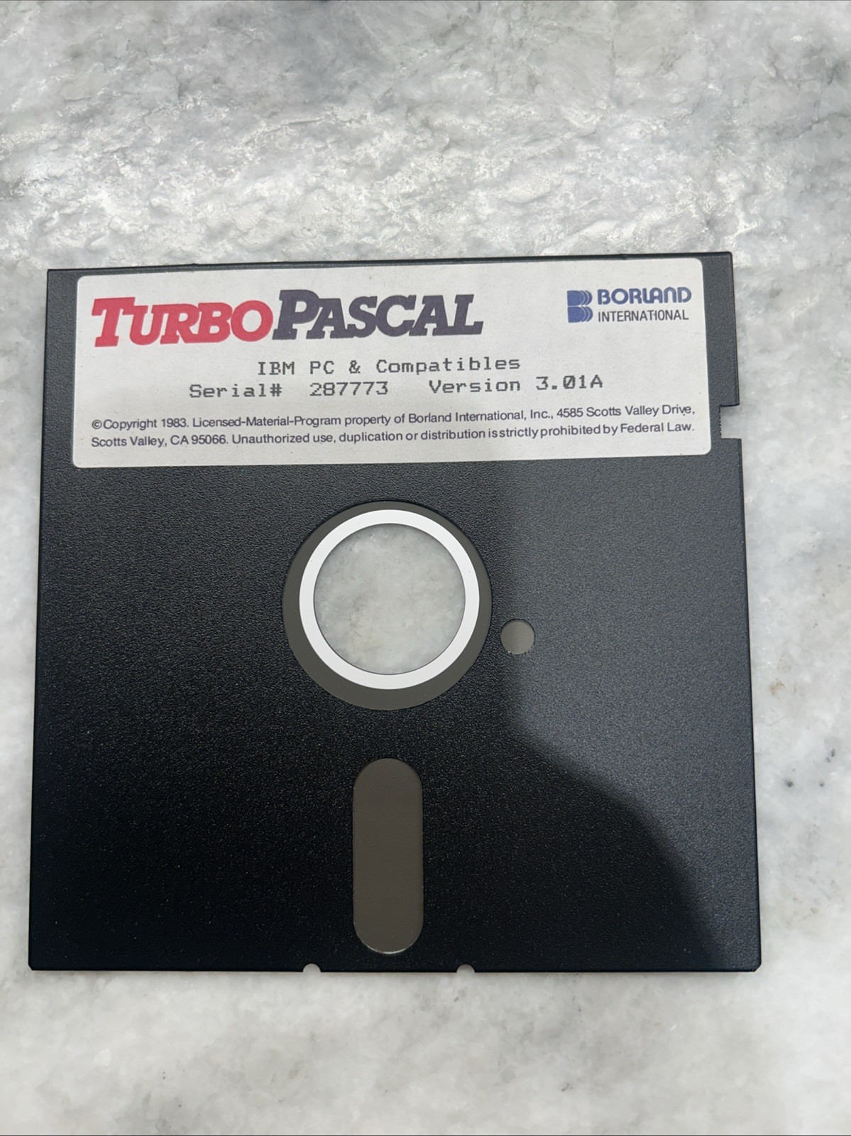 Borland International Turbo Pascal V 3.01A 5.25"Floppy Disk IBM PC VINTAGE
