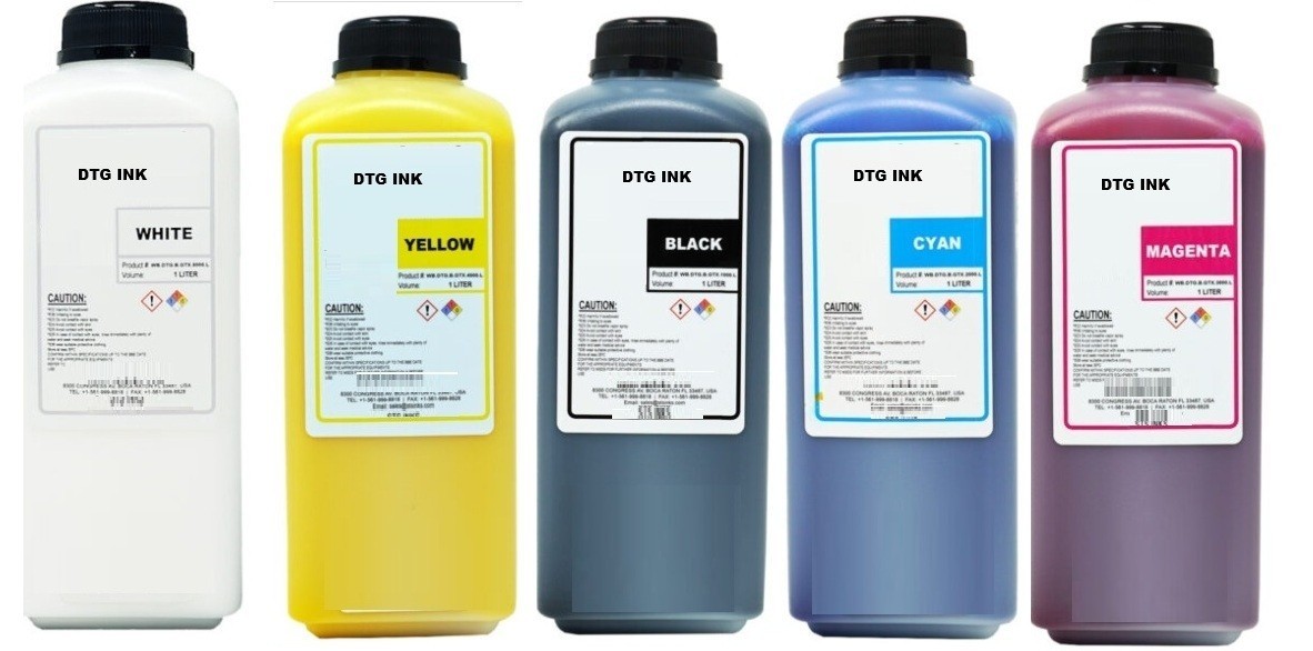 PREMIUM COMPATIBLE GARMENT INK FOR EPSON (PIGMENT DTG) (5,000ML) C-Y-M-K-WHITE