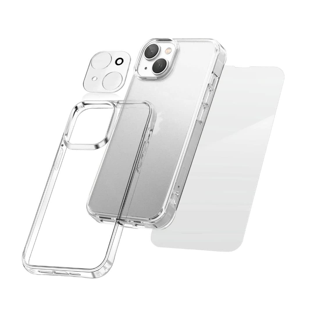 Clear Case for iPhone 14 & 13 Shockproof Resistant Case + 2 Protectors