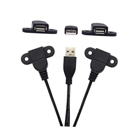 USB 2.0 Male to Dual Female Charging Extension Cable, 1 pcs Dual Female