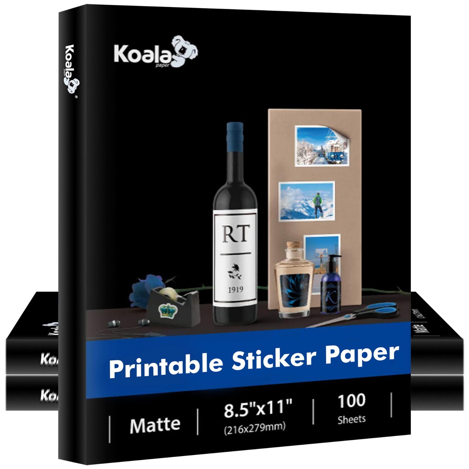 300 Sheets Koala Sticker Paper 8.5x11 Matt White Full Sheet Label Inkjet / Laser
