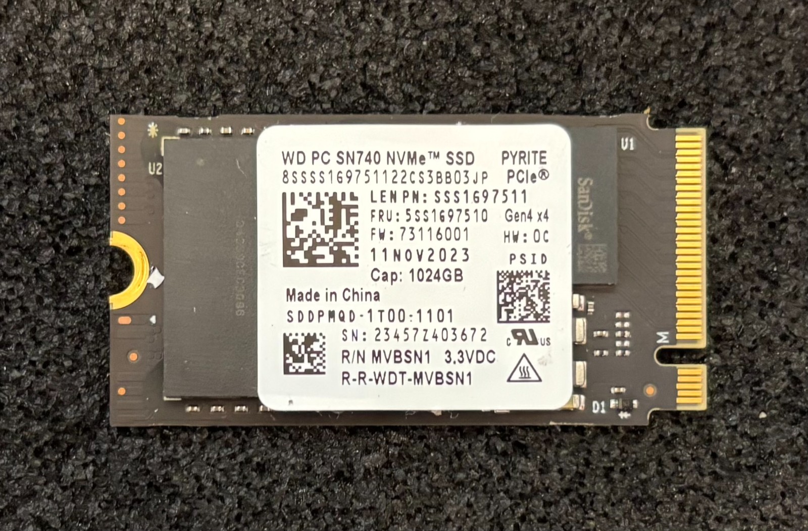 Western Digital WD PC SN740 1TB m.2 NVMe SSD Gen4x4 SDDPMQD-1T00-1101 | 100%
