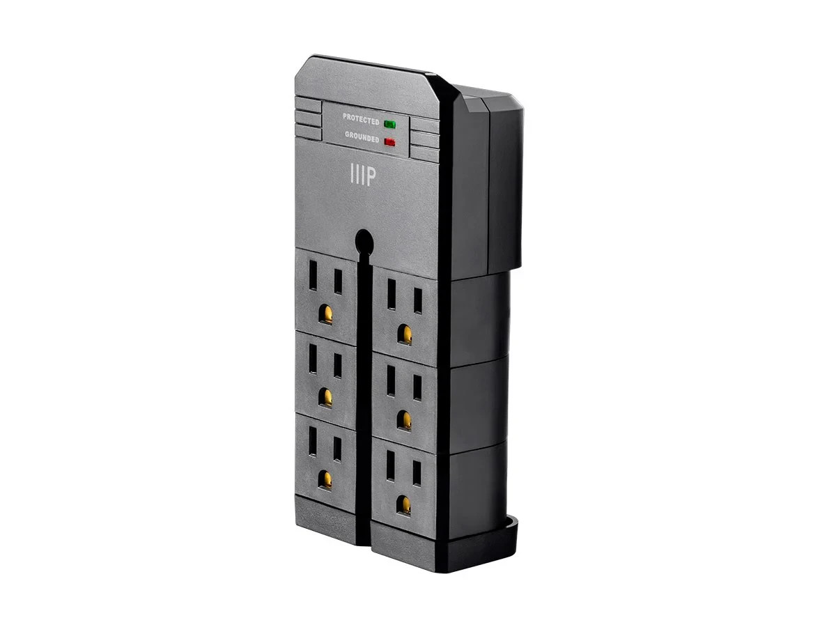Monoprice Heavy Duty 6 Outlet Metal Surge Protector Power Box Black w/ 6ft Cord