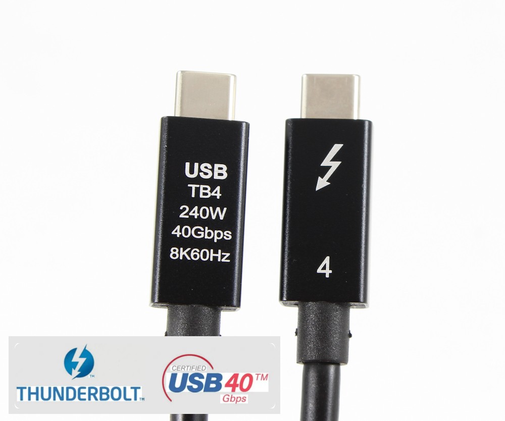 USB4 Type-C to Type-C Male Cable Thunderbolt Black Ltd Lifetime Warranty