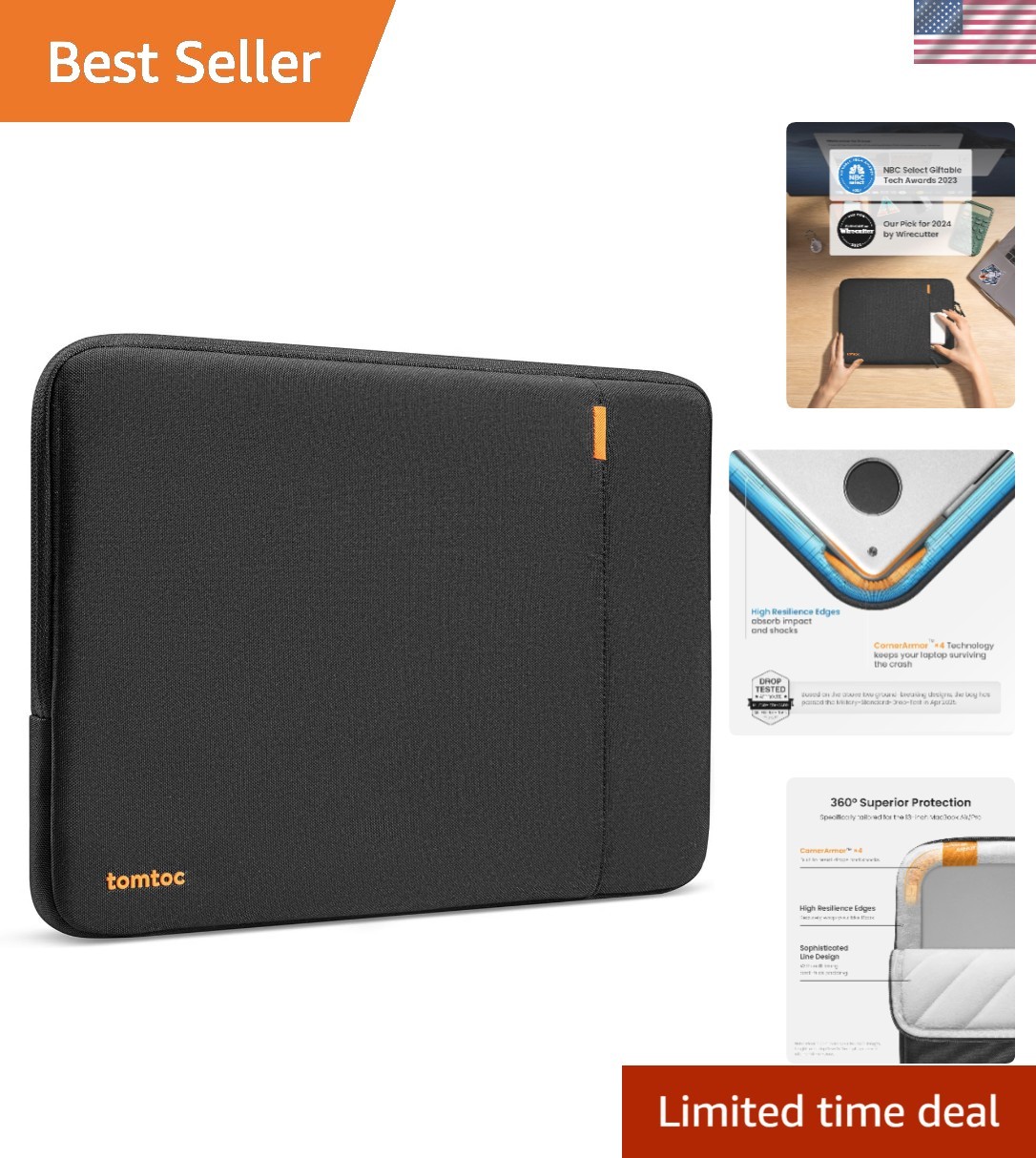 Military-Grade 360° Laptop Sleeve for 13-inch MacBook Air & Pro - Eco-Friendly