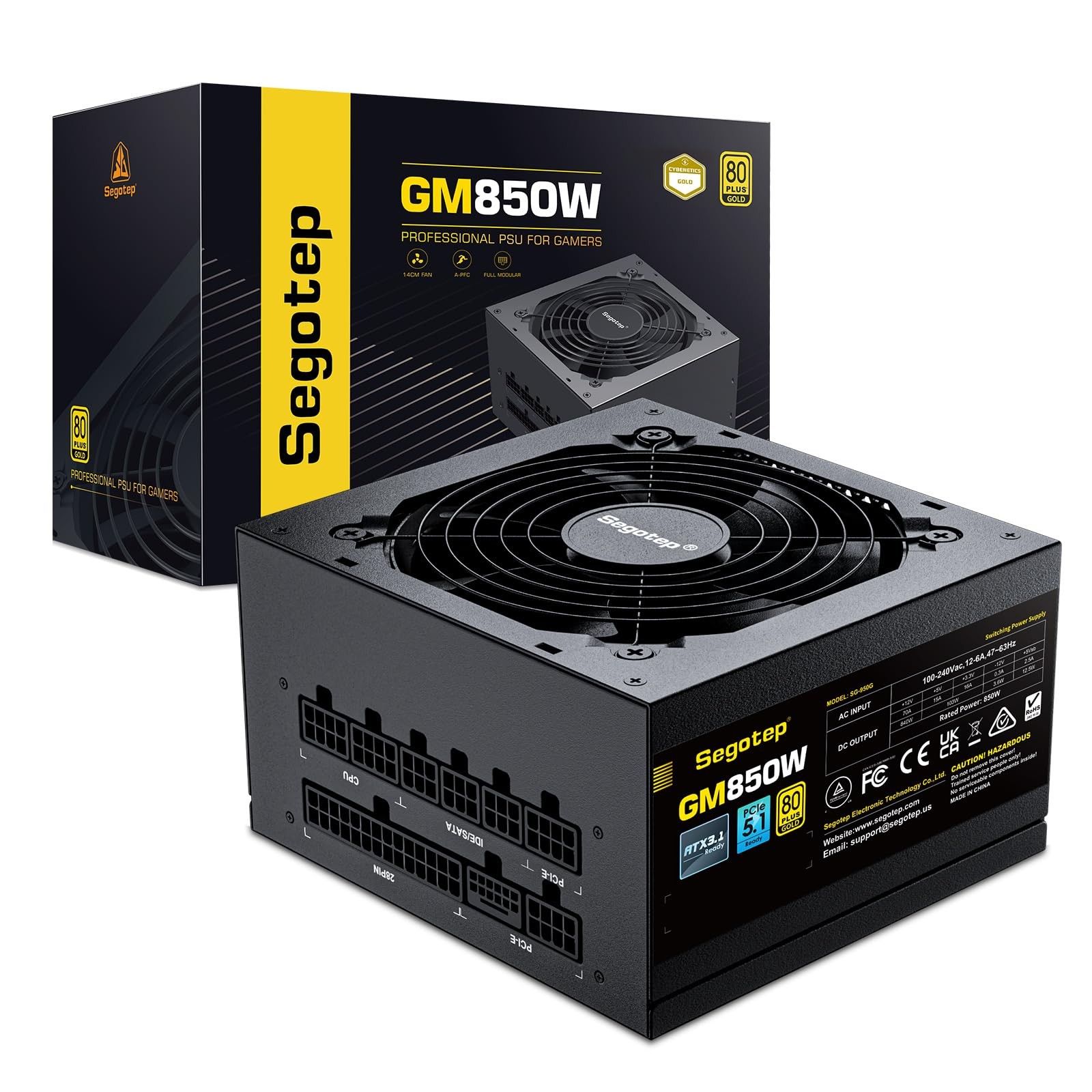 GM850 850W Power Supply, 80 Plus Gold Certified, PCIe 5.1 & ATX 3.1
