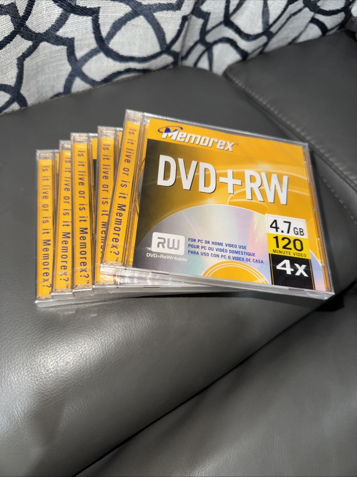 NEW 5x Memorex DVD+RW ReWritable Single Blank Media Discs 4.7GB/4X/120mins