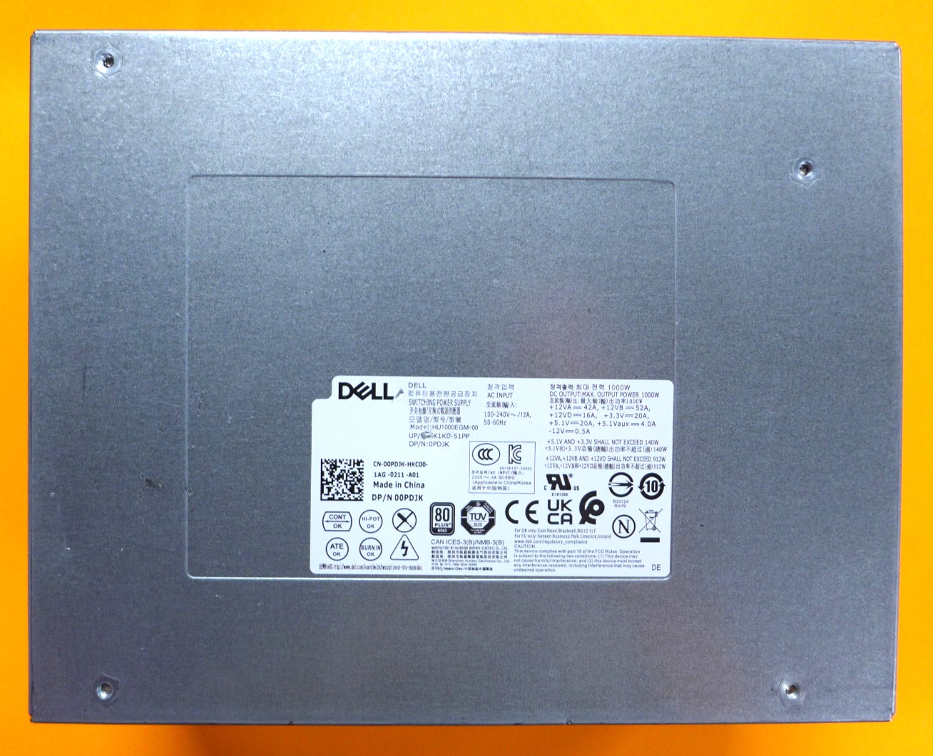 Genuine Alienware Aurora R10 R11 R12 1000W Power Supply HU1000EGM-00 Dell 0PDJK