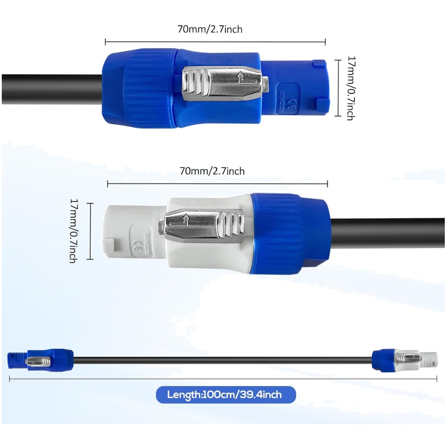 PowerCon Cable for Audio Equipment - 6FT, 5 Pack