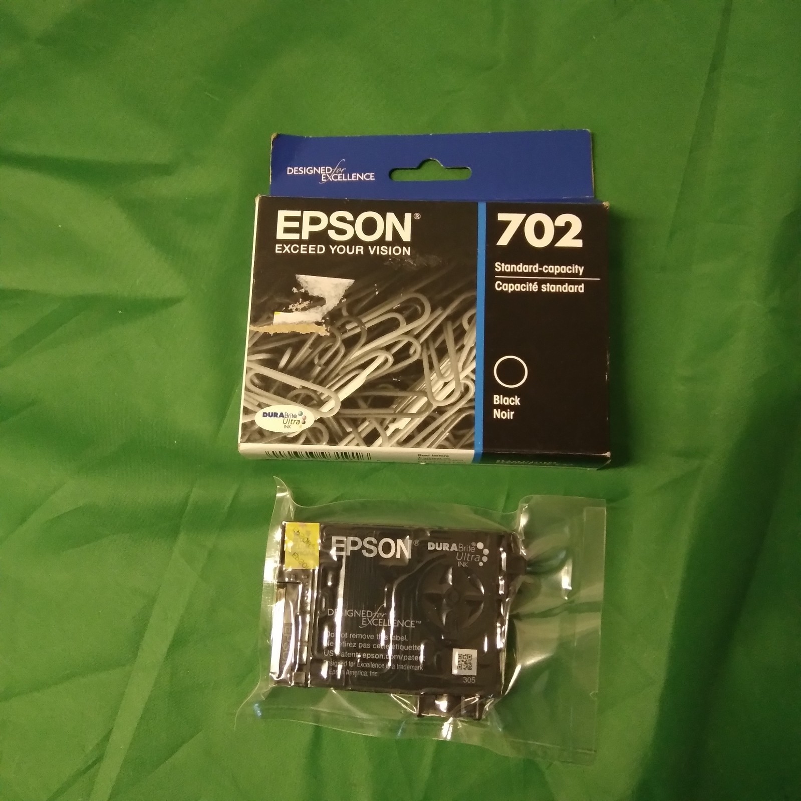 Epson 702 standard capacity Black Ink Cartridge c13t344120 open box exp 6/27