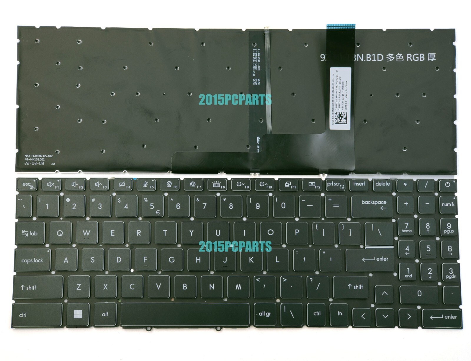 New for MSI Katana GF66 12UCK 12UDK 12UEK 12UGK 12UGOK keyboard RGB backlit US