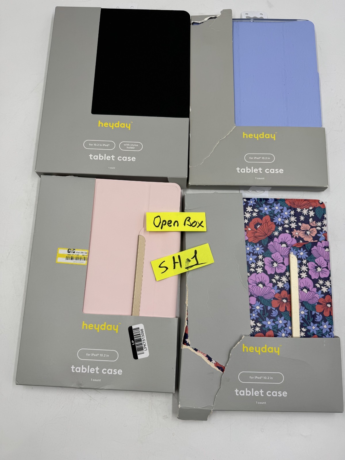 Lot of 4 Heyday iPad 10.2 Cases Folding Folio Stand Floral Pink Black Blue Mix