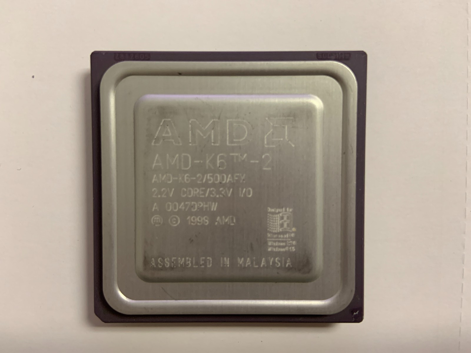 AMD 500mhz AMD-K6-2 500AFX CPU Super Socket 7 2.2v core 3.3v K6-II Vintage 1998