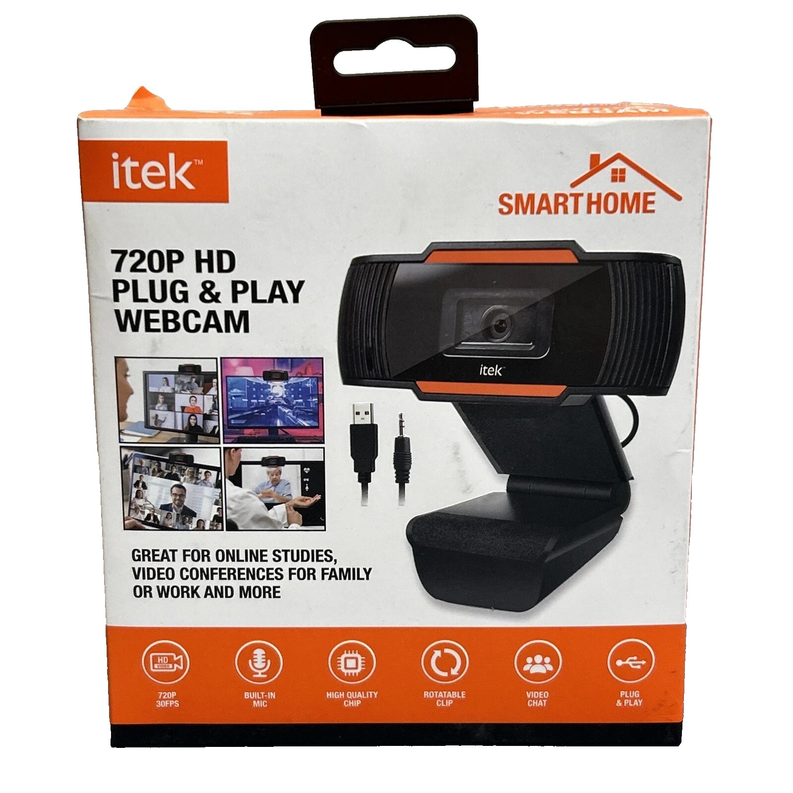 ITEK Smart Home - Plug & Play Webcam w/ Built-in Mic - 720P HD