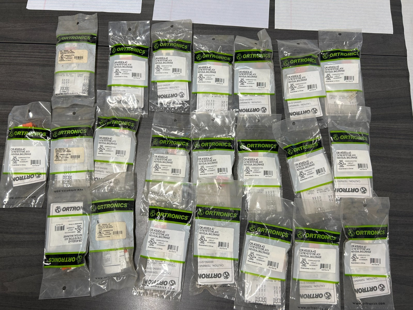 Lot of 22 Ortronics OR-KS5EA-43 Keystone Jack, Cat5e