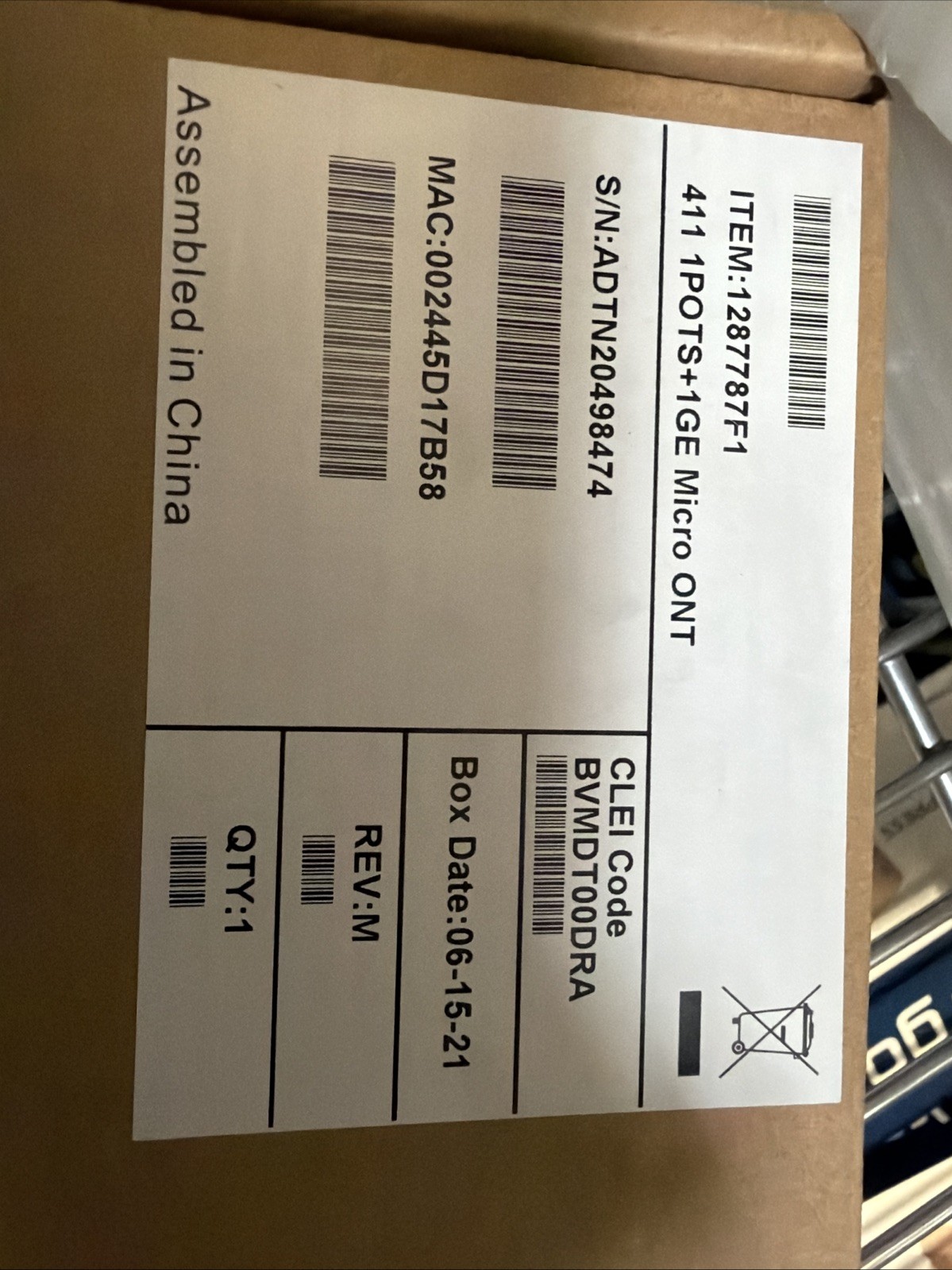1287787F1 ADTRAN 411 1POTS 1GE Micro ONT GPON Factory Sealed New