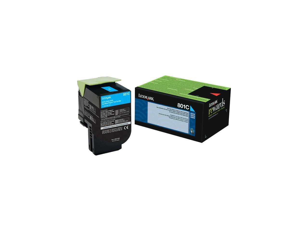 Lexmark (801C) Cyan Return Program Toner Cartridge (1 000 Yield) 80C10C0