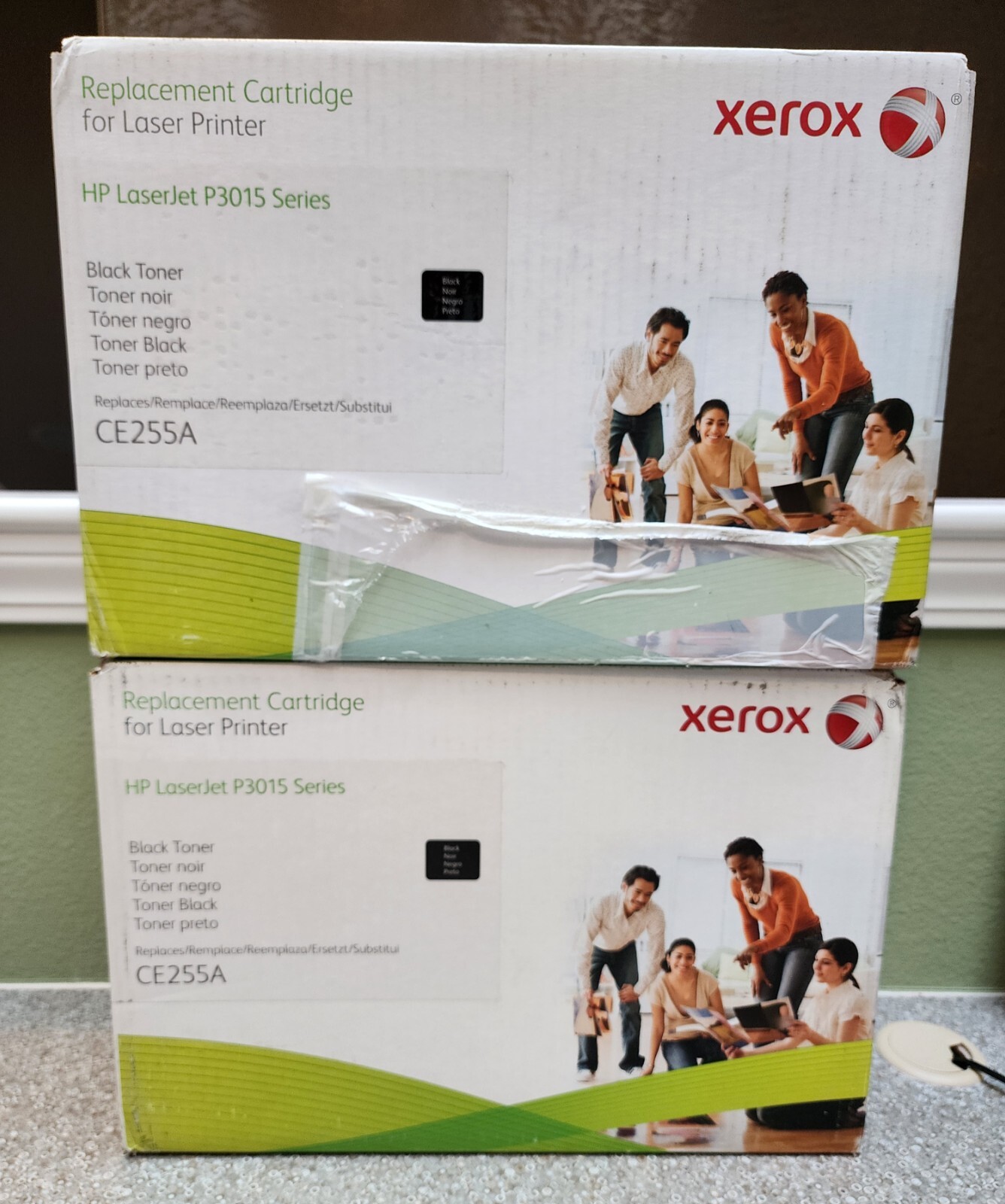 Lot of (2x) Sealed Genuine Xerox 106R01621 HP CE255A Black Toner LJ P3015 Series