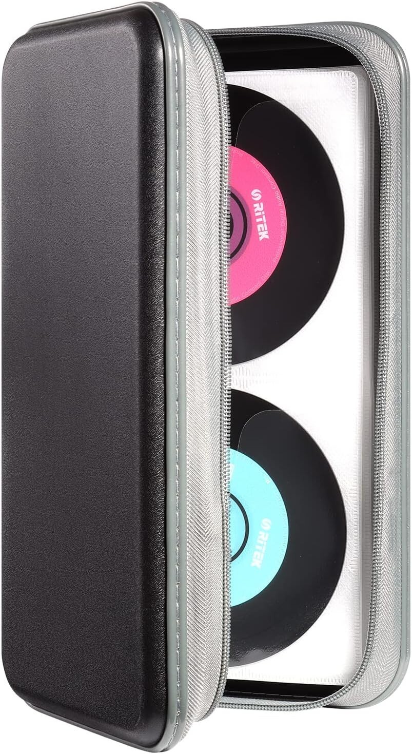 Estuche para CD, capacidad para 96 ​​CD, funda rígida de plástico para guardar C