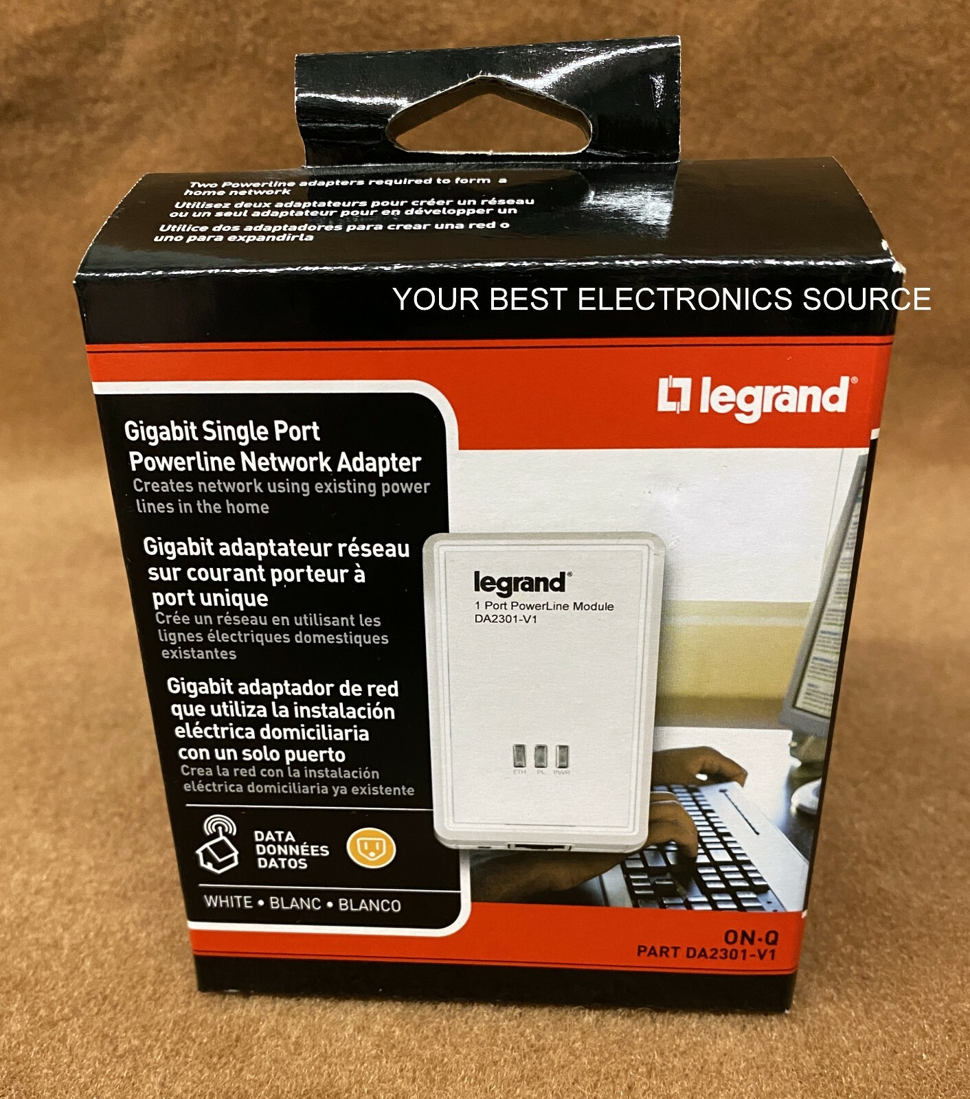 NEW Legrand DA2301-V1 ON-Q Gigabit Single Port Powerline Network Adapter