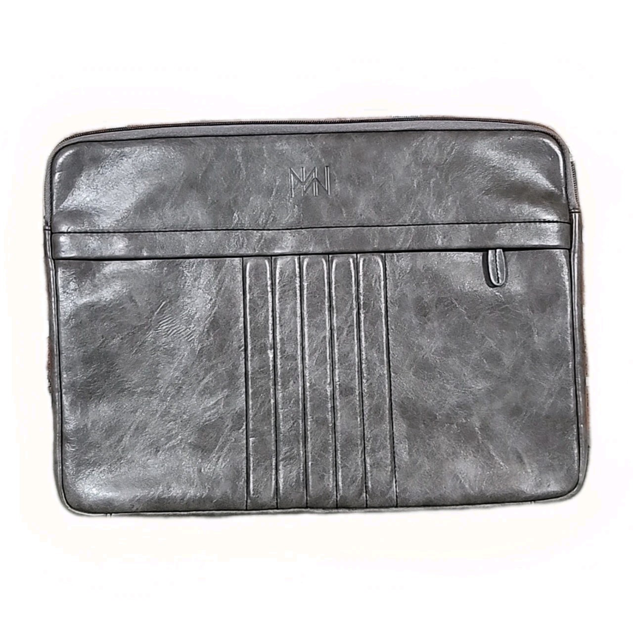 Miche 16" Laptop Sleeve Case Zipper Gray New Faux Leather Sleek Business 