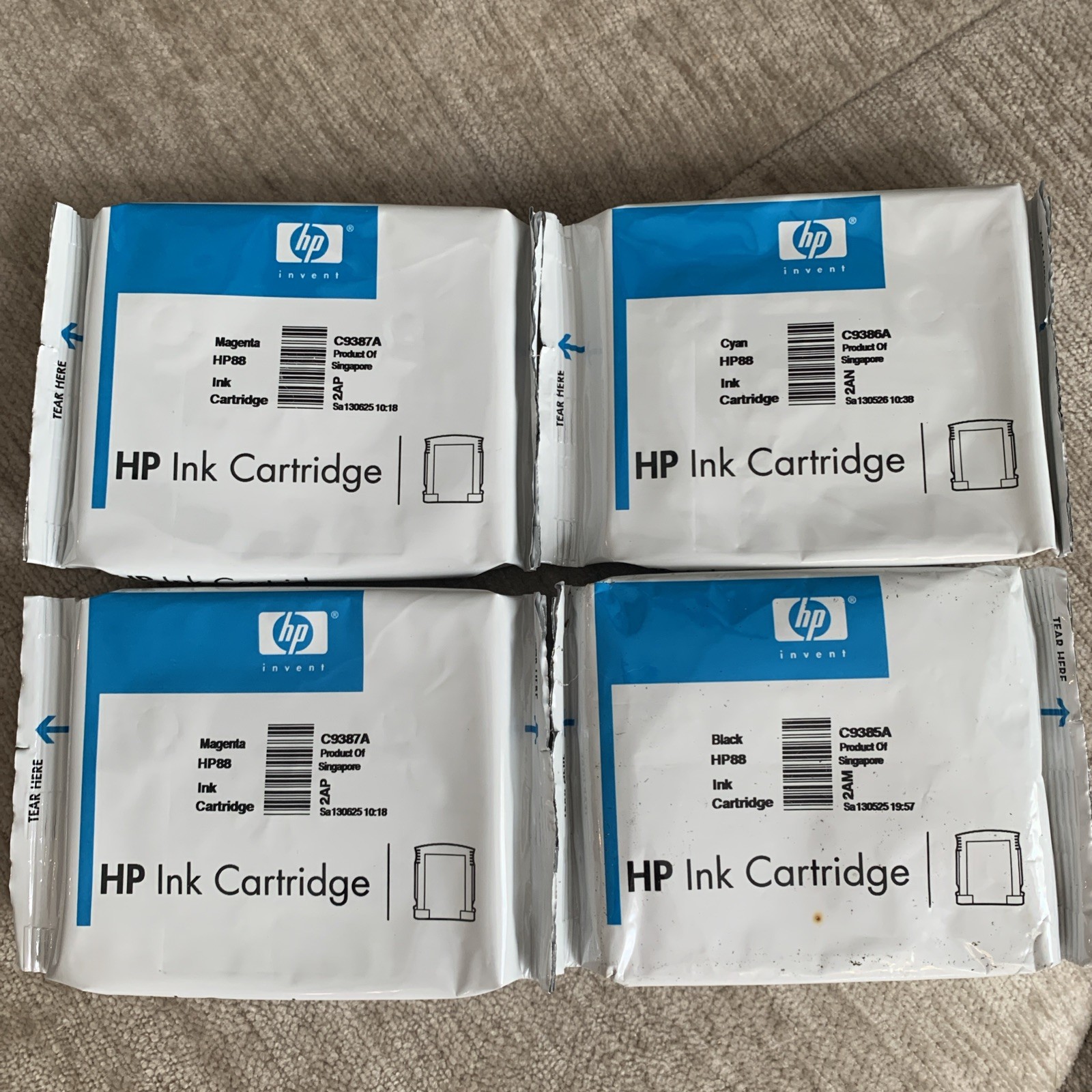 Genuine HP OfficeJet 88 Black & Color Ink 4 pack - Factory Sealed but expired