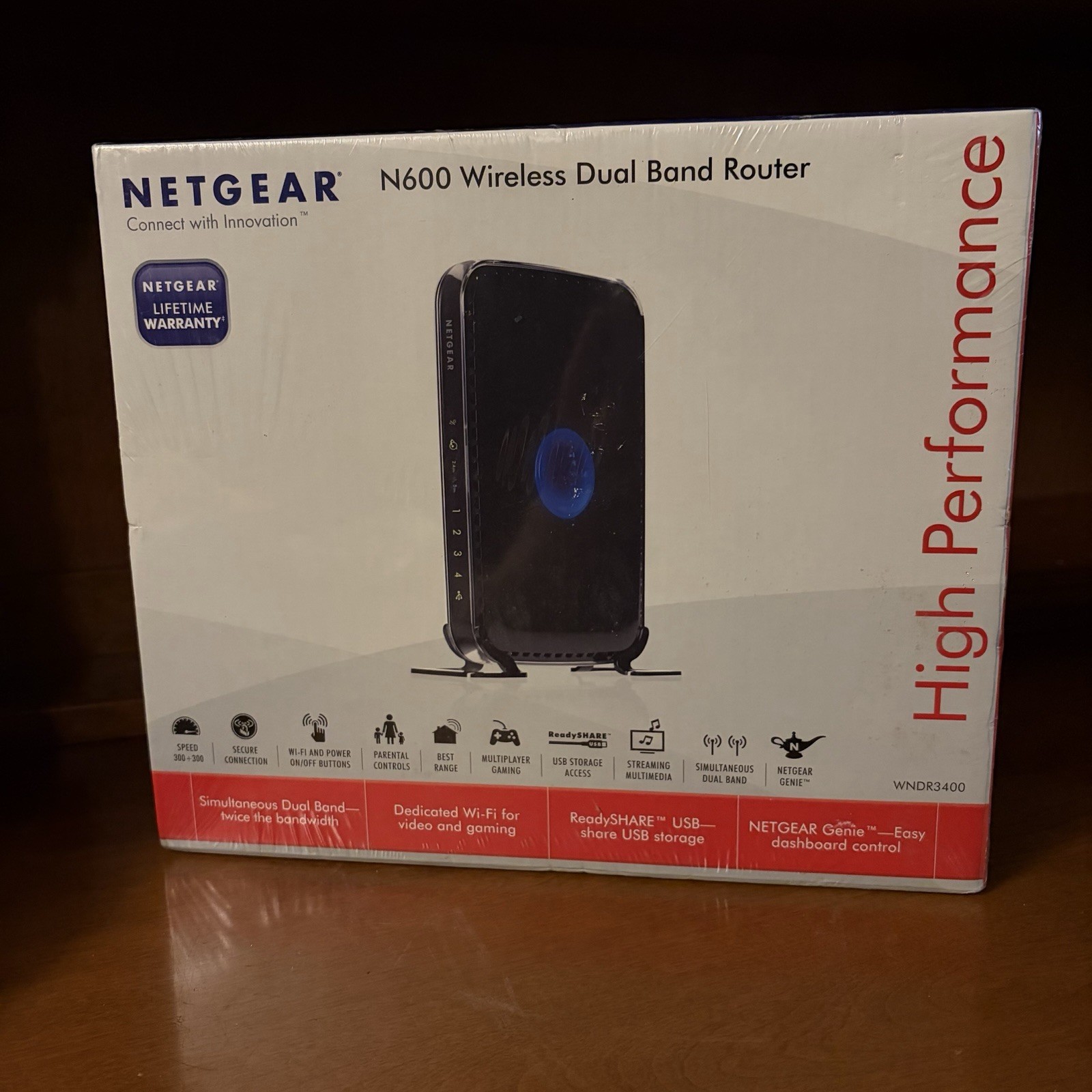 NETGEAR N600 WNDR3400 Dual-Band Wireless Router 300 Mbps, 4 LAN, Black