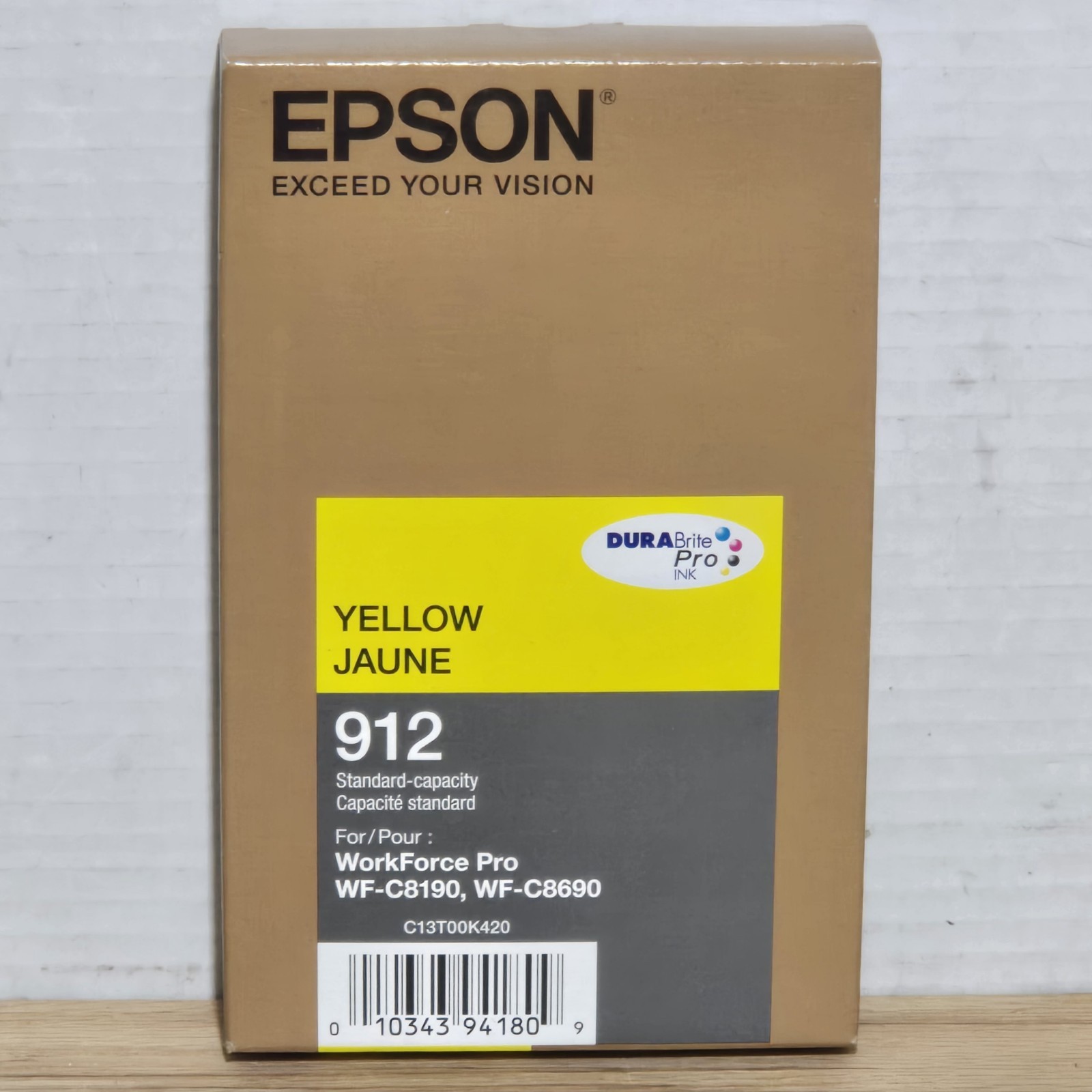 Epson 912  DURABrite Pro T912420 Genuine Ink Cartridge Standard Capacity Yellow