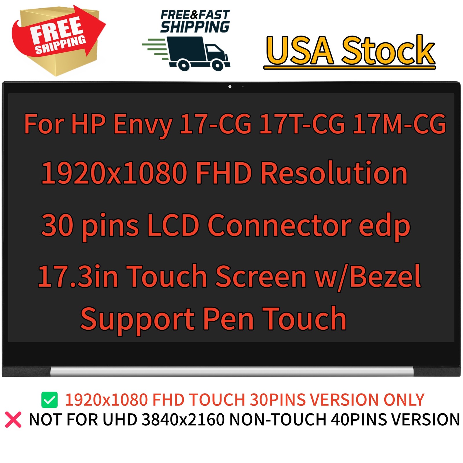 L87971-001 Replacement for HP Envy  17-CG1065CL17-CG1075CL FHD LCD Touch Screen