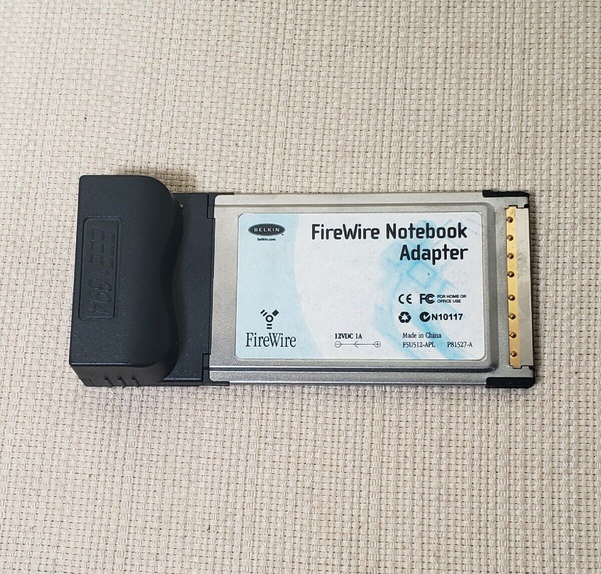 Belkin F5U512-APL 3-Port Firewire Notebook Adapter, PCI, 12VDC 1A 