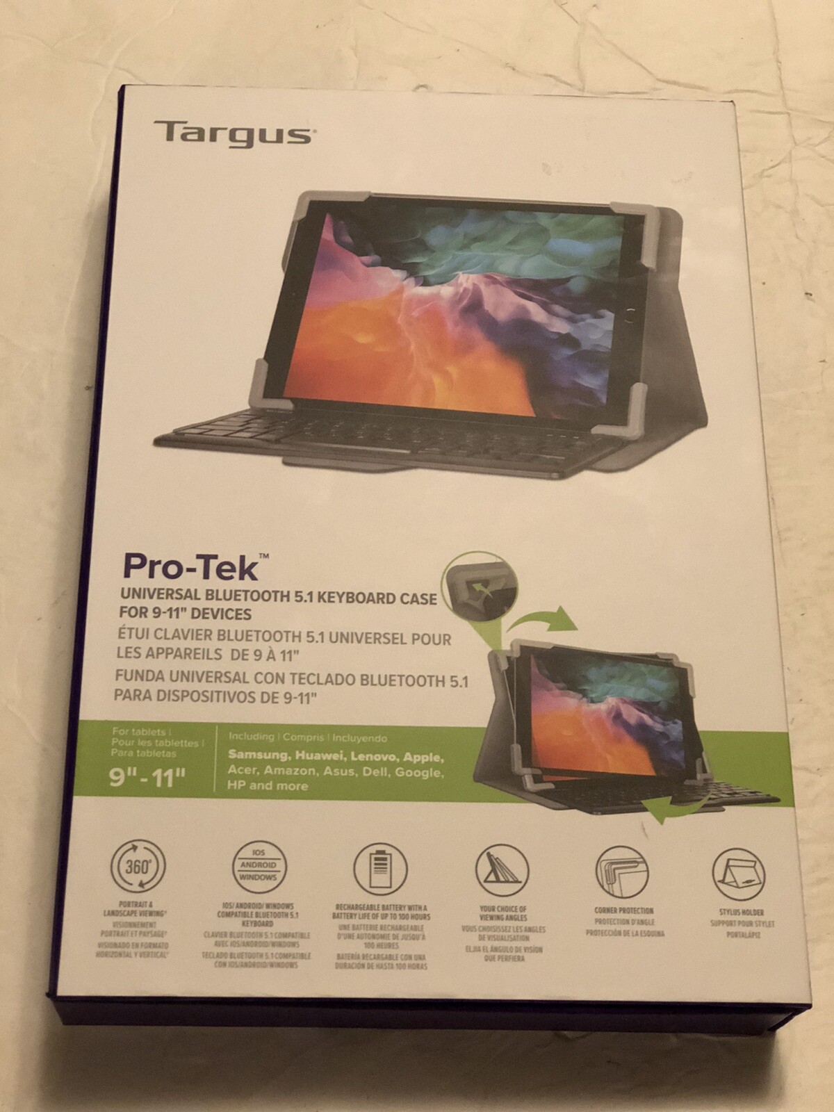 Targus Keyboard Case THZ861US Pro-Tek Universal For 9-11” Tablets Rotating