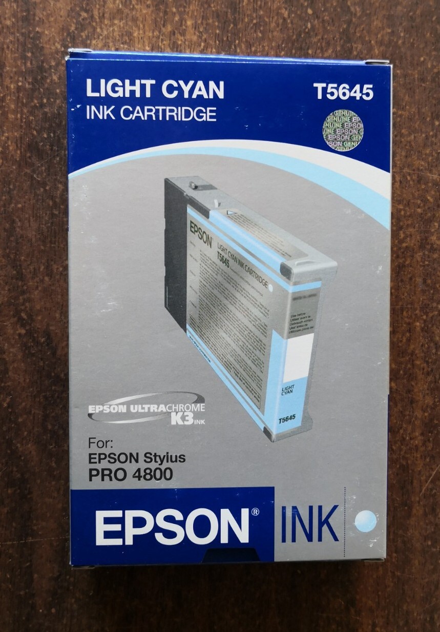 09-2008 NEW IN BOX GENUINE EPSON T5645 LIGHT CYAN 110ml K3 INK PRO 4800 AS T6055
