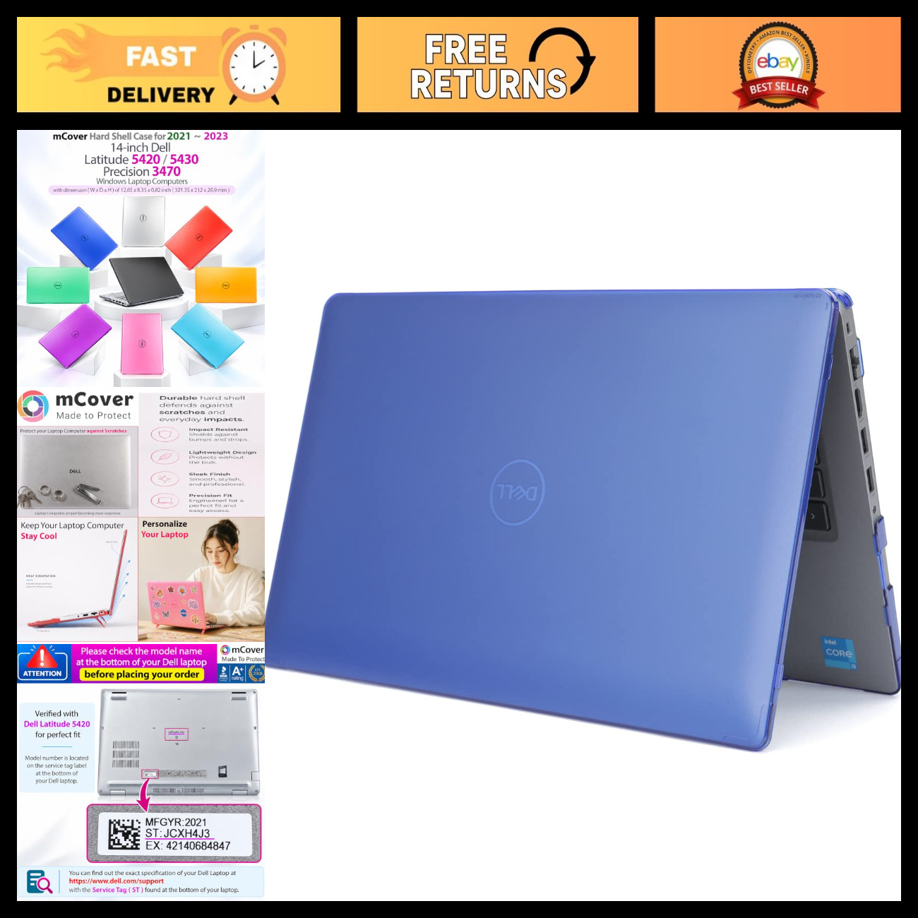 Protective mCover Case for 2021-2023 14" Dell Latitude 5420 5430 - Blue