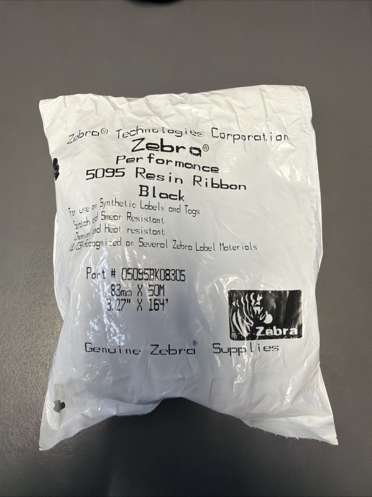 Zebra Genuine Resin Ribbon Black 5095 83mm x 50M 05095BK08305