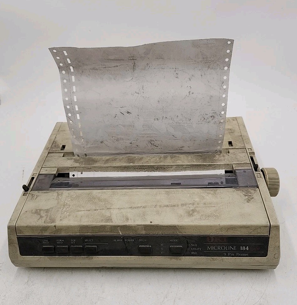 Vintage 80's Okidata Microline 184 Turbo 9 Pin Printer UNTESTED. Parts