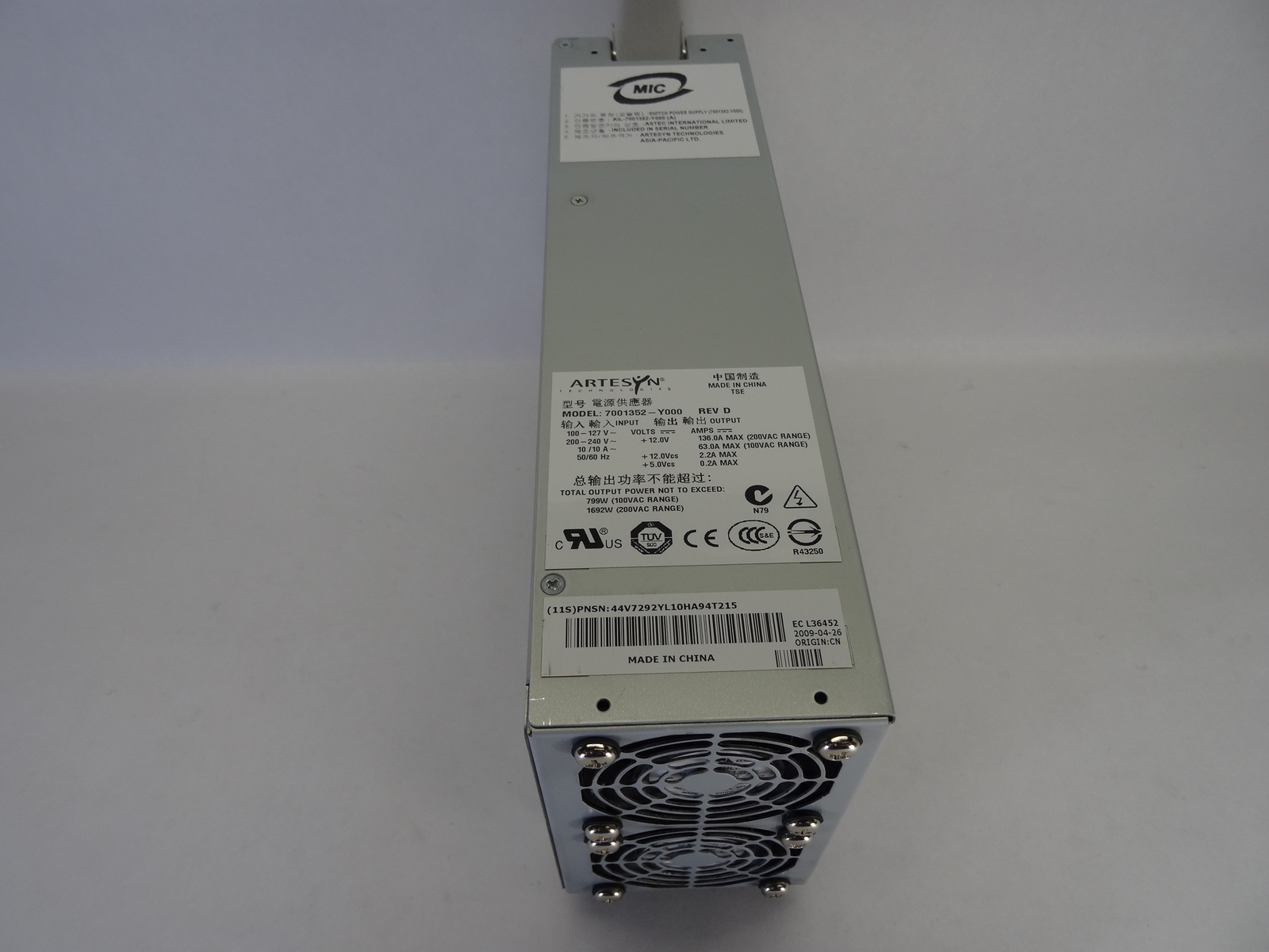 44V7292 IBM 1700W AC POWER SUPPLY 8204