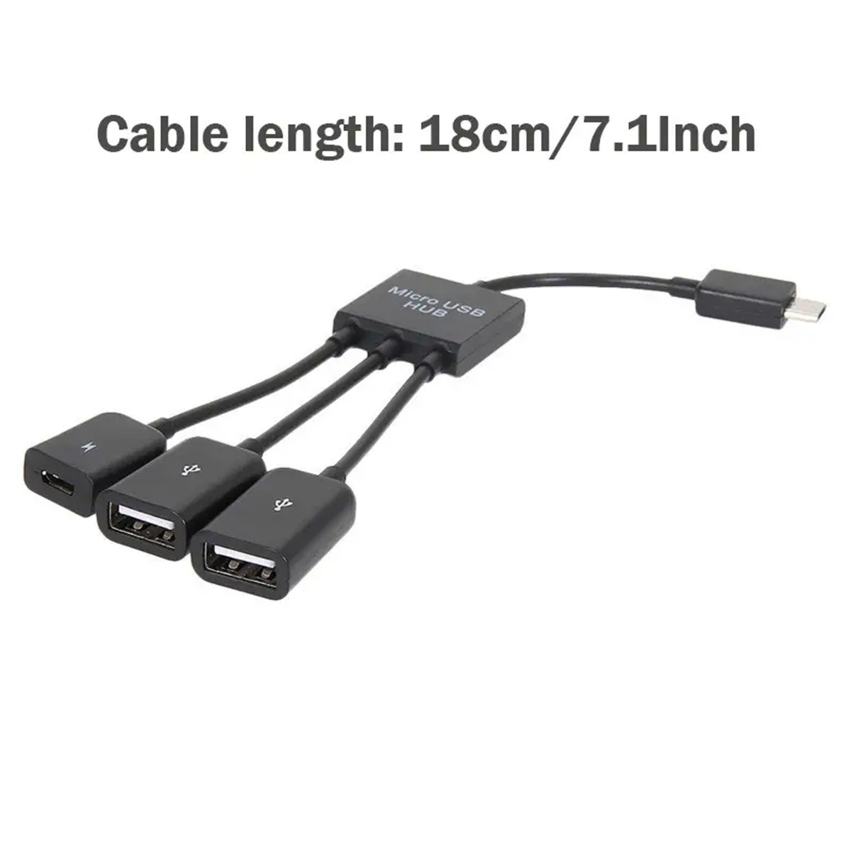 3 In 1 Micro USB Otg USB Hub Adapter Cable Multiport Compatible Plug and Play