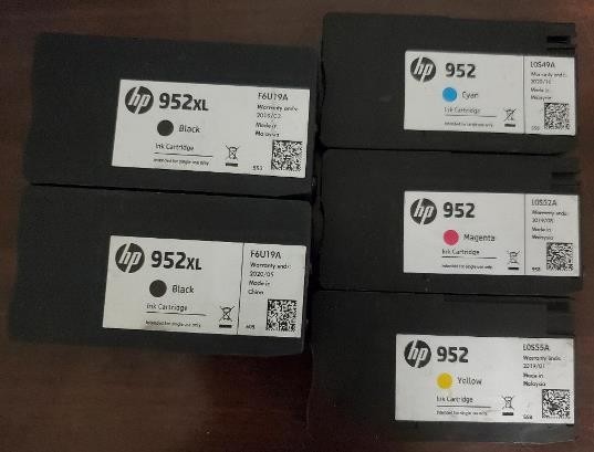 Set 5 Half New Genuine HP 952XL BLK 952 CYN MAG YEL Inkjets 50% 2026