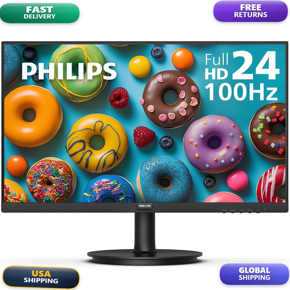 Philips 24 Inch Computer Monitor FHD 100Hz VA VESA Flicker-Free, 241V8LB