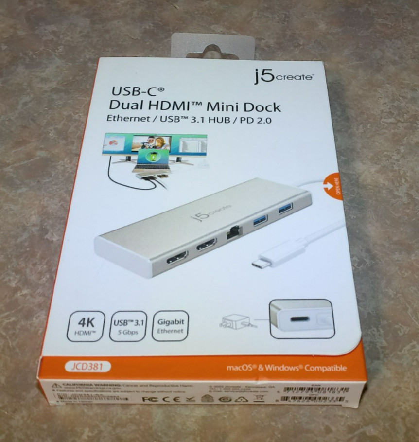 j5create JCD381 USB Type-C Dual HDMI Mini Dock Adapter "BRAND NEW"