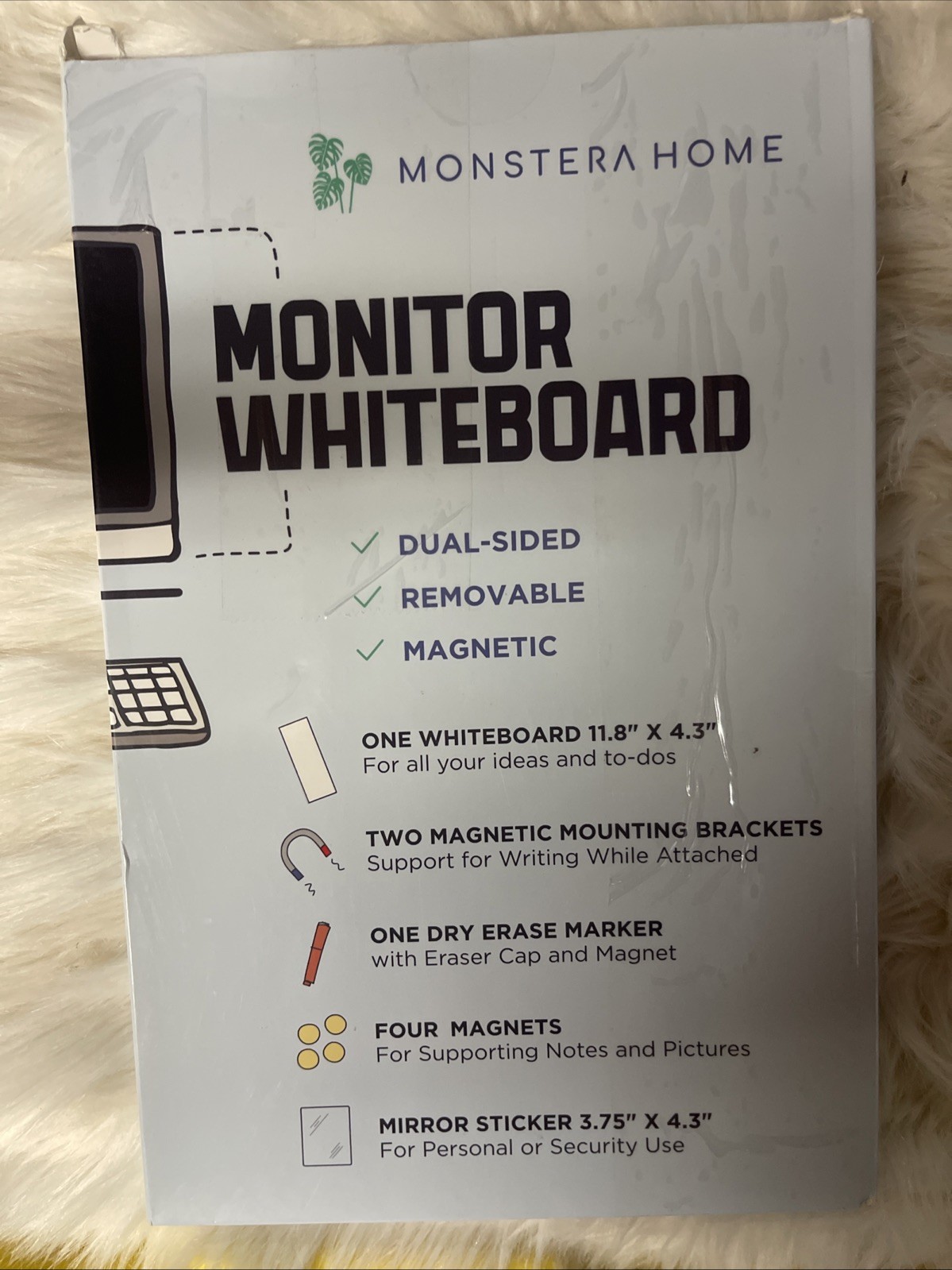 Removable Multi-Use Laptop and Monitor Memo Board; 11.8" x 4.3" White