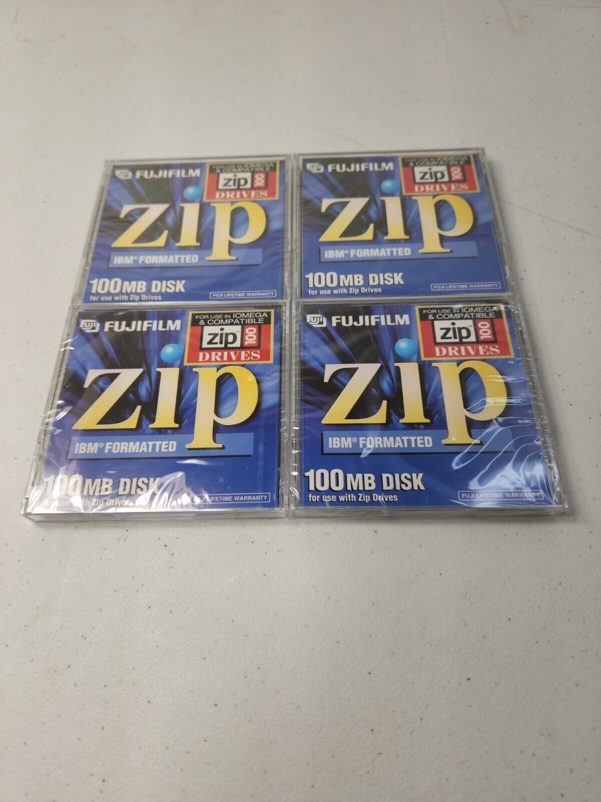 Lot of 4 Fujifilm Blank 100MB Zip Drive Disk IBM Formatted New Factory Sealed