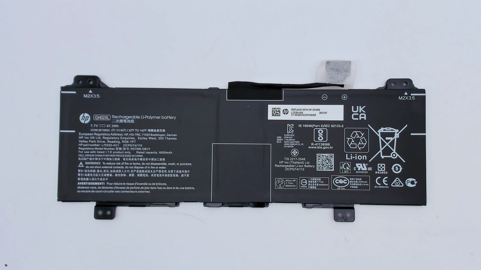 HP Chromebook 11a Battery  2C 47Wh 6.15Ah L75783-005