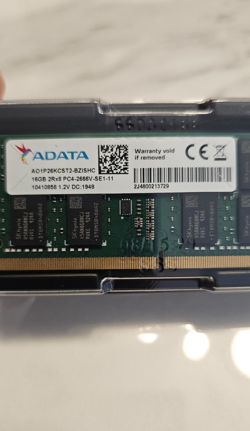 ADATA 16GB 2Rx8 DDR4 PC4-2666V-SE1-11 SODIMM MEMORY RAM AO1P26KCST2-BZISHC