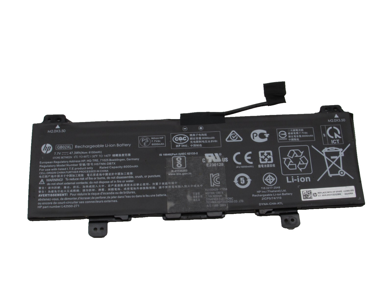HP Chromebook 11 G7 11.6" Genuine 7.7V 47.3Wh 6000mAh Battery GB02XL L42583-005