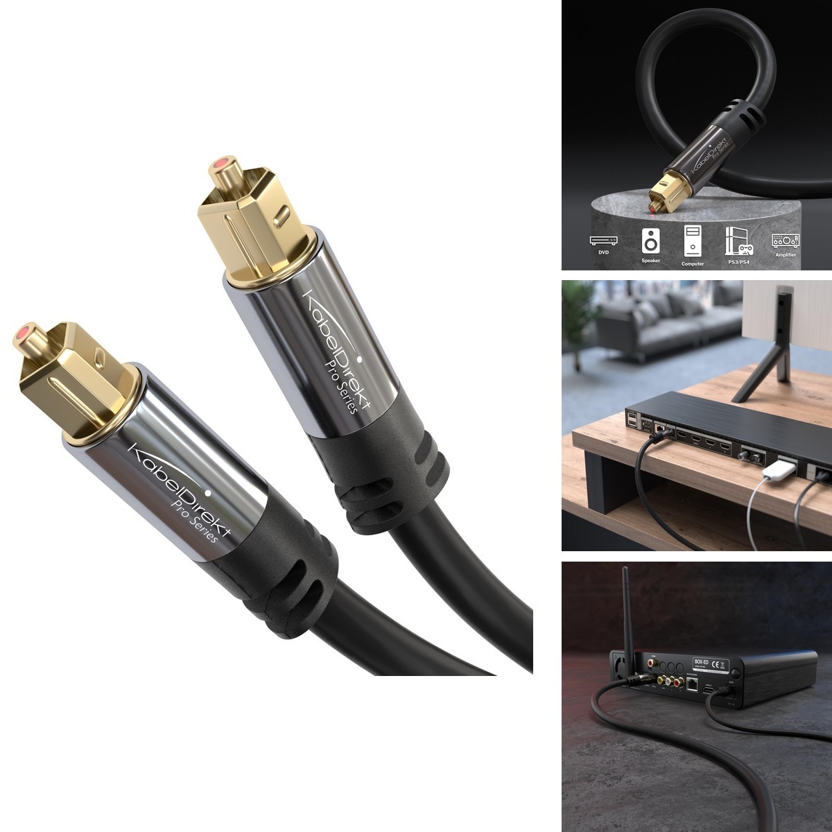 KabelDirekt Optical Audio TOSLINK Cable 6ft Soundbar